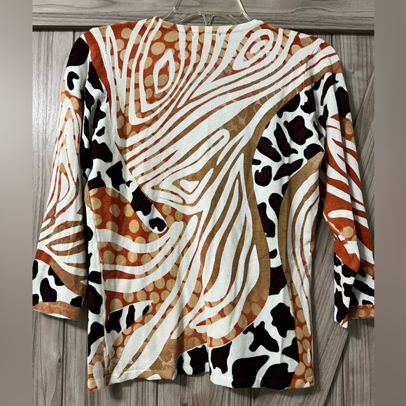 Geometric Animal Print Sweater by ELIZABETH NEW YORK SZ M - Picture 3 of 10